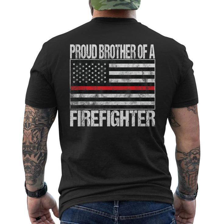Red Line Flag Proud Brother Of A Firefighter Fireman Men's T-shirt Back Print
