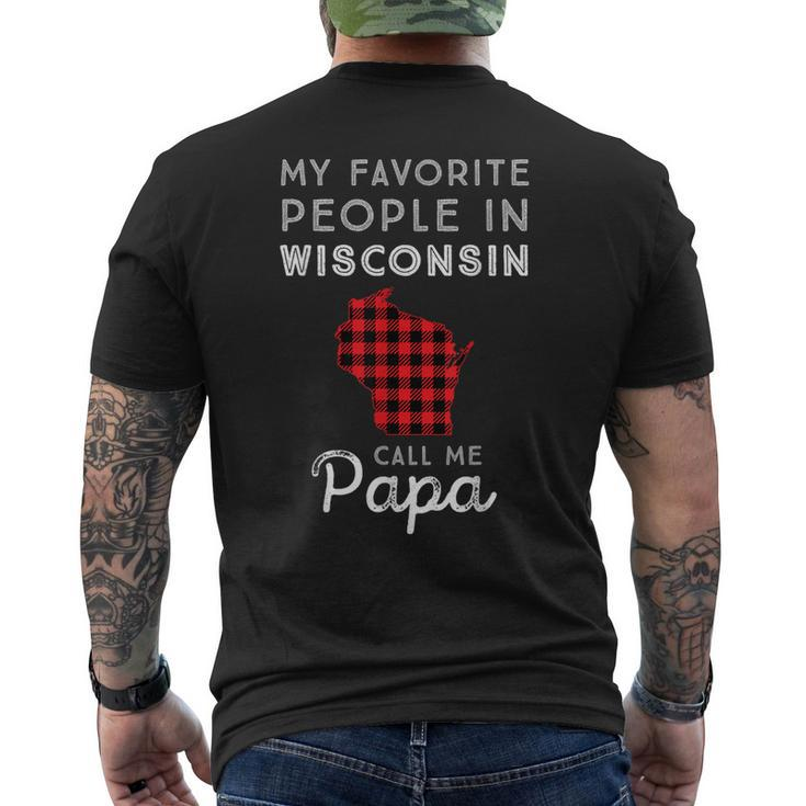 Red Plaid Dad Grandpa Favorite People In Wisconsin Papa Men's Back Print T-shirt