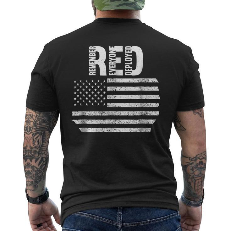 Red Remember Everyone Deployed Usa Military Veterans Men's Back Print T-shirt