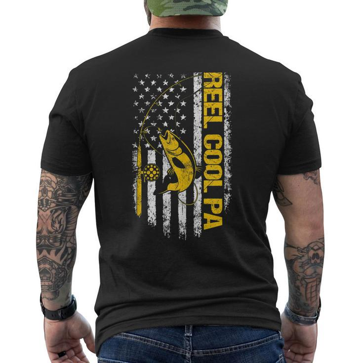 Reel Cool Pa Fishing Dad Joke Usa Flag Fathers Day Men's T-shirt Back Print