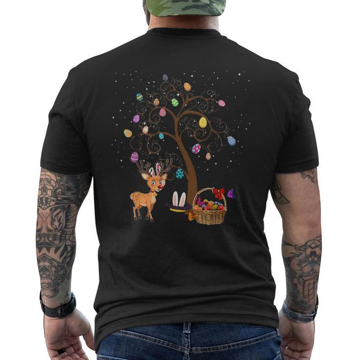 Reindeer Animal Rabbit Hunting Egg Tree Bunny Easter Day Men's T-shirt Back Print
