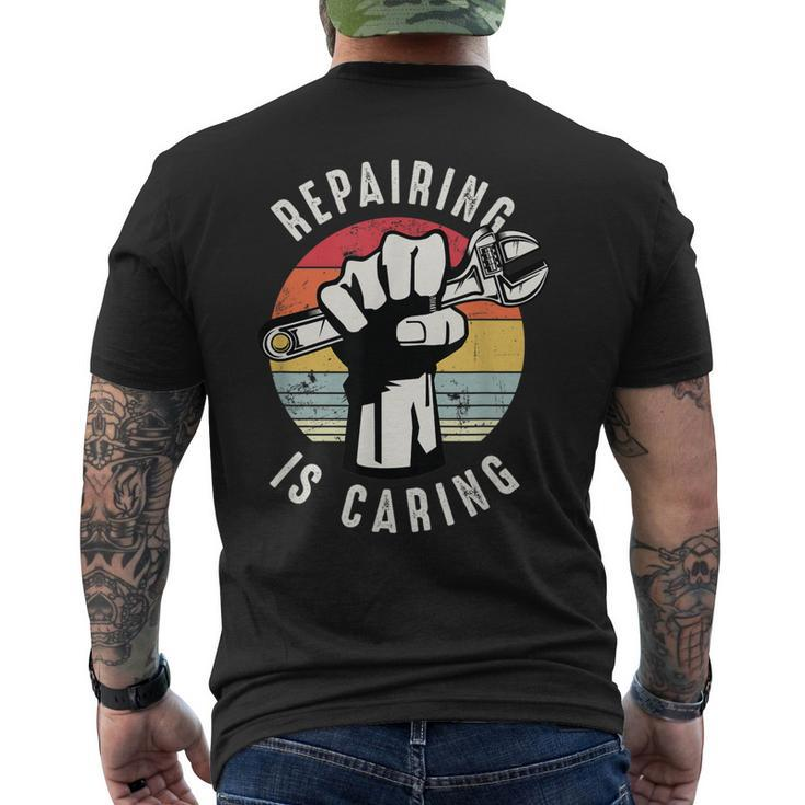 Repairing Is Caring Car Auto Mechanic Handyman Repairman Mens Back Print T-shirt