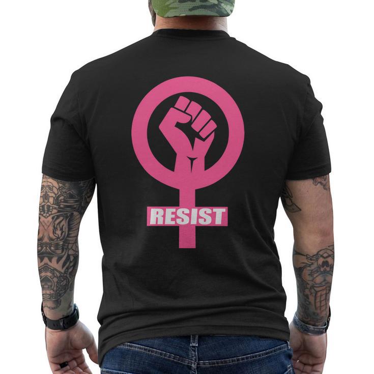 Resist Fist Womens Rights Logo Anti Trump Protest Men's Crewneck Short Sleeve Back Print T-shirt