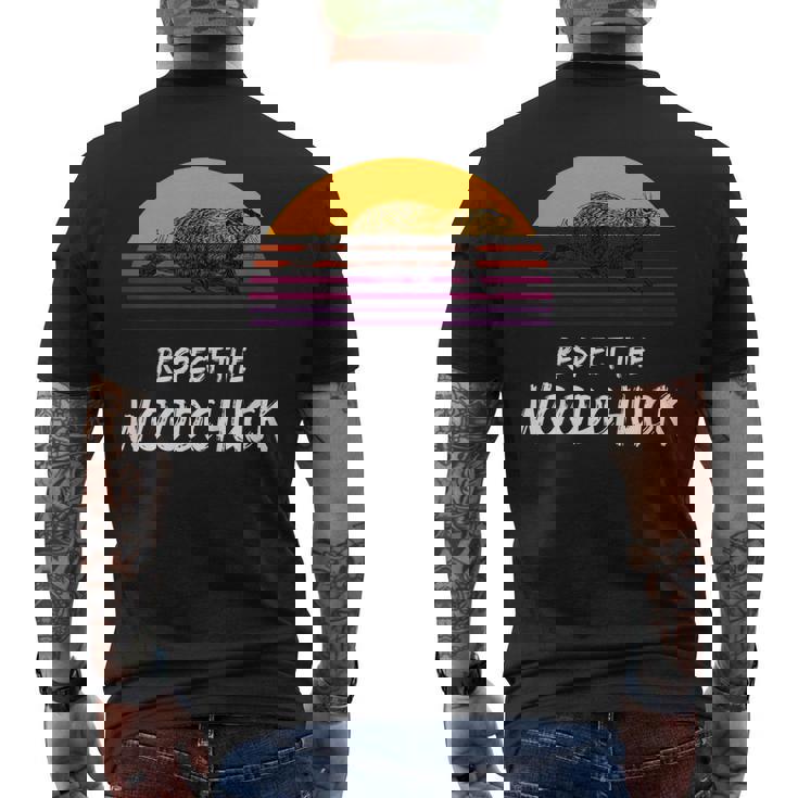 Respect The Groundhog Woodchuck Retro Ground-Hog Day Men's Back Print T-shirt