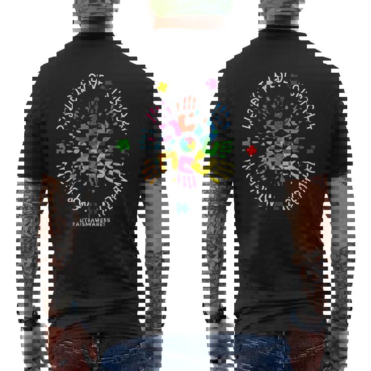 Respect Love Support Autism Awareness Support Autism Men's Back Print T-shirt