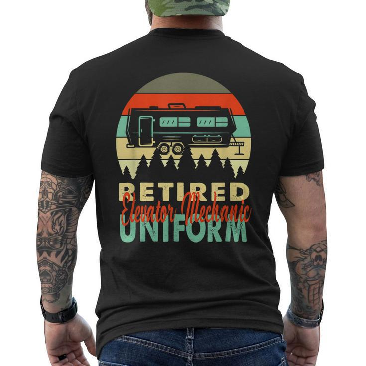 Retired Elevator Mechanic Uniform Rv Camping Retirement Gift Mens Back Print T-shirt