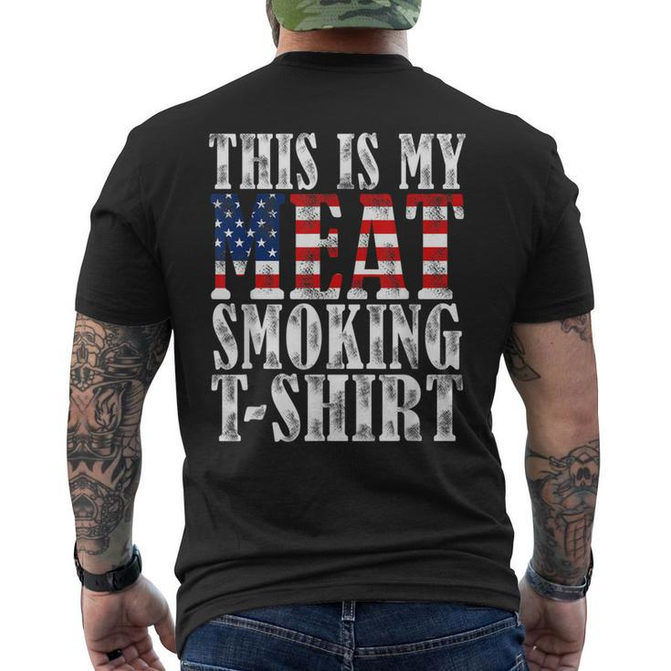 Retro Bbq Smoker Vintage Us Flag This Is My Meat Smoking Men's Back Print T-shirt