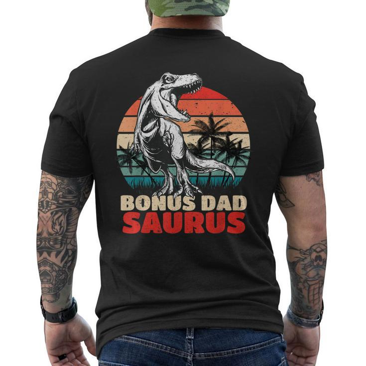 Retro Bonus Dadsaurus Rex Funny Bonus Dad Saurus Dinosaur Mens Back Print T-shirt