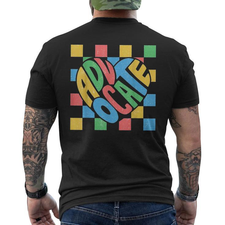 Retro Cute Heart Advocate Autism Awareness Special Education Men's Back Print T-shirt