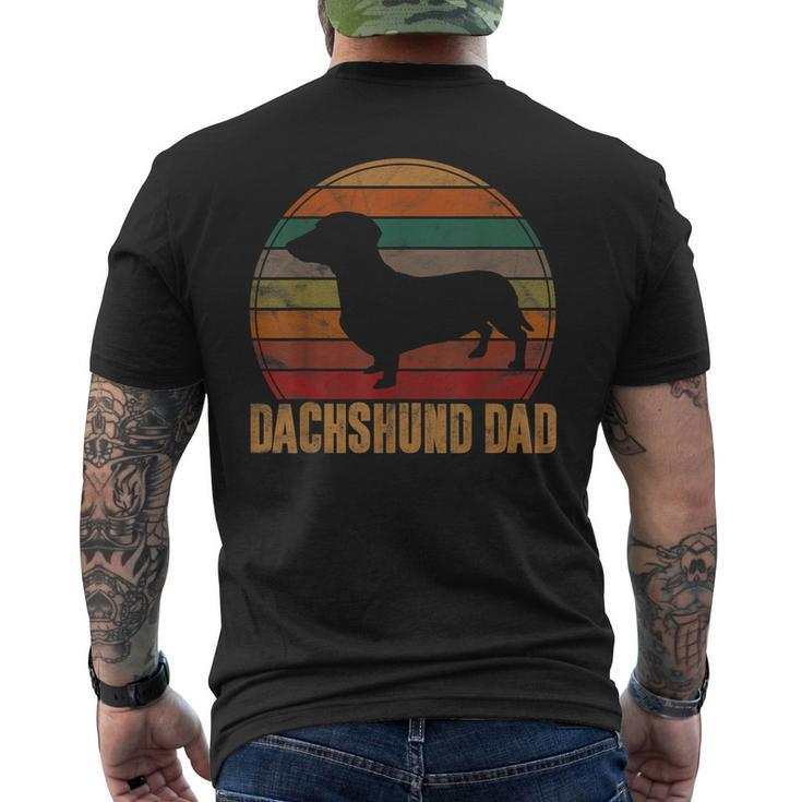 Retro Dachshund Dad Doxie Daddy Dog Owner Pet Father Men's T-shirt Back Print