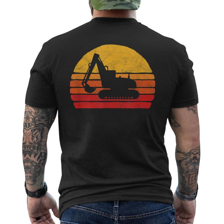 Retro Excavator & Sunset Vintage Construction Retro Men's T-shirt Back Print
