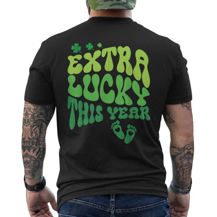Retro Extra Lucky This Year St Patrick Pregnancy Men's T-shirt Back Print