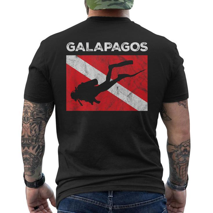 Retro Galapagos Islands Scuba Dive Vintage Dive Flag Diving Men's T-shirt Back Print