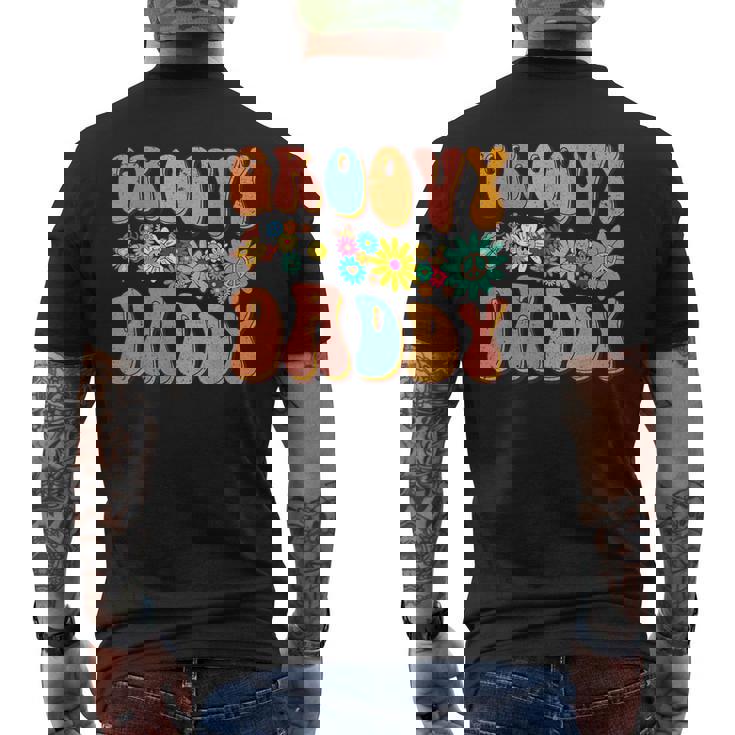 Retro Groovy Birthday Family Matching Cute Groovy Daddy Men's Back Print T-shirt