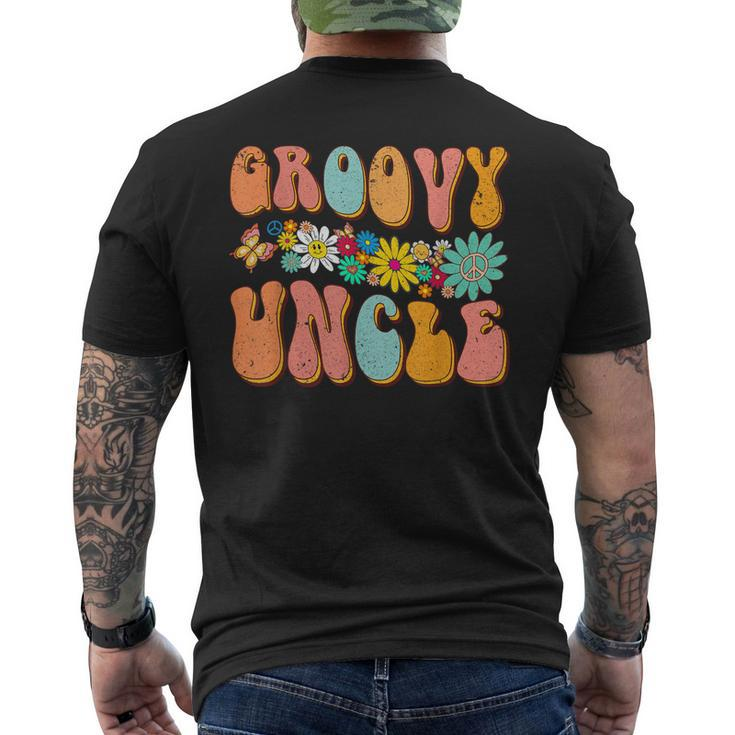 Retro Groovy Birthday Family Matching Cute Groovy Uncle Men's Back Print T-shirt