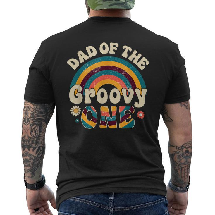 Mens Retro Groovy Daddy Matching Family 1St Birthday Party Men's Back Print T-shirt