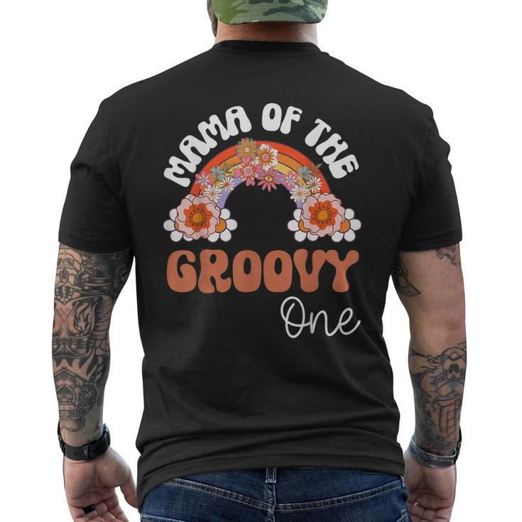 Retro Mama Of Groovy One Matching Family 1St Birthday Party Men's Back Print T-shirt