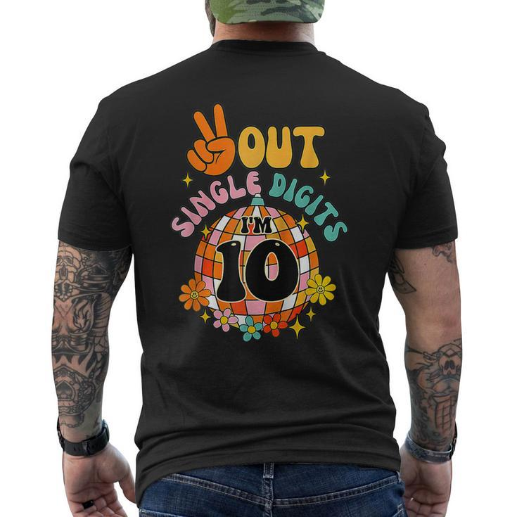 Retro Peace Out Single Digits Im 10 Year Old 10Th Birthday Men's Back Print T-shirt