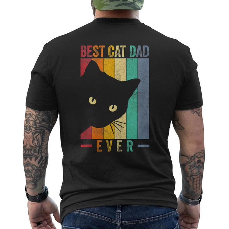 Retro Vintage Best Cat Dad Ever Cat Daddy Fathers Day Men's T-shirt Back Print