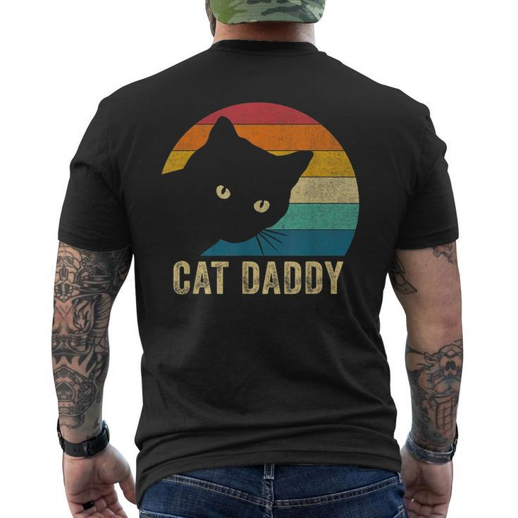 Retro Vintage Cat Daddy Funny Cat Dad Gifts Fathers Day Mens Back Print T-shirt