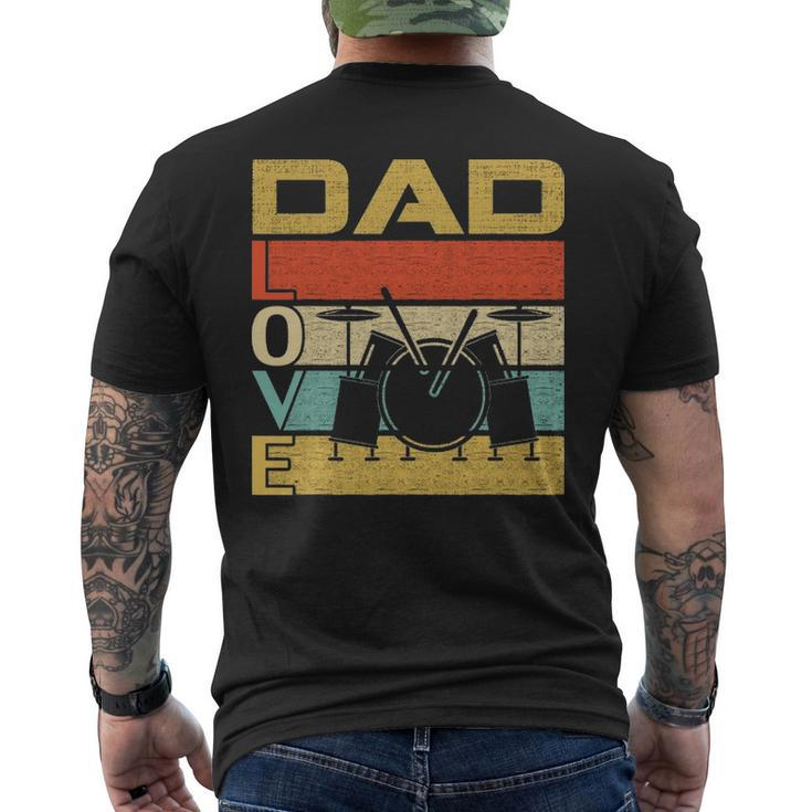 Retro Vintage Dad Love Drums Fathers Day Cool Men's T-shirt Back Print