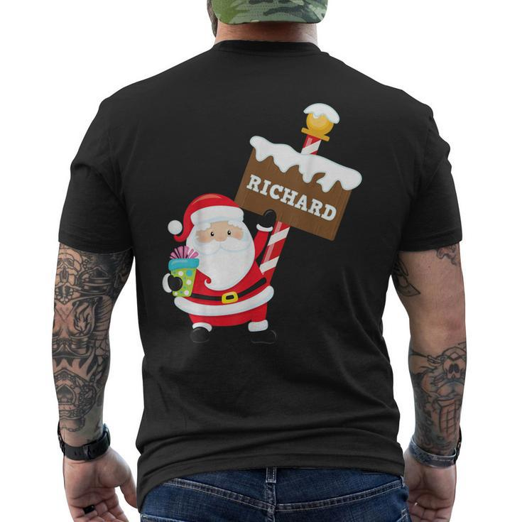Richard Xmas First Name Family Surname Christmas Santa Sign Mens Back Print T-shirt