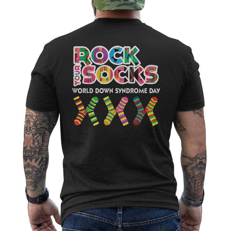 Rock Your Socks For World Down Syndrome Day Men's Back Print T-shirt