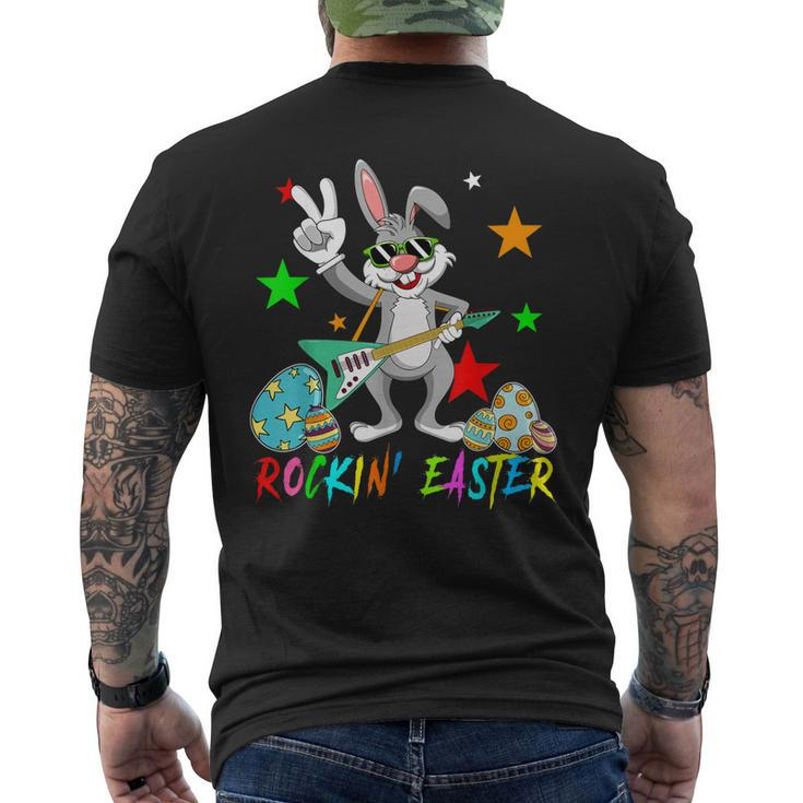 Rockin Easter Bunny Sunglasses Playing Guitar Guitarist Men's Back Print T-shirt