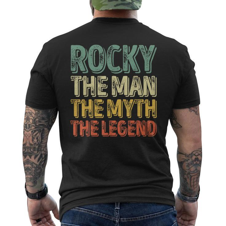 Rocky The Man The Myth The Legend  First Name Rocky Gift For Mens Mens Back Print T-shirt