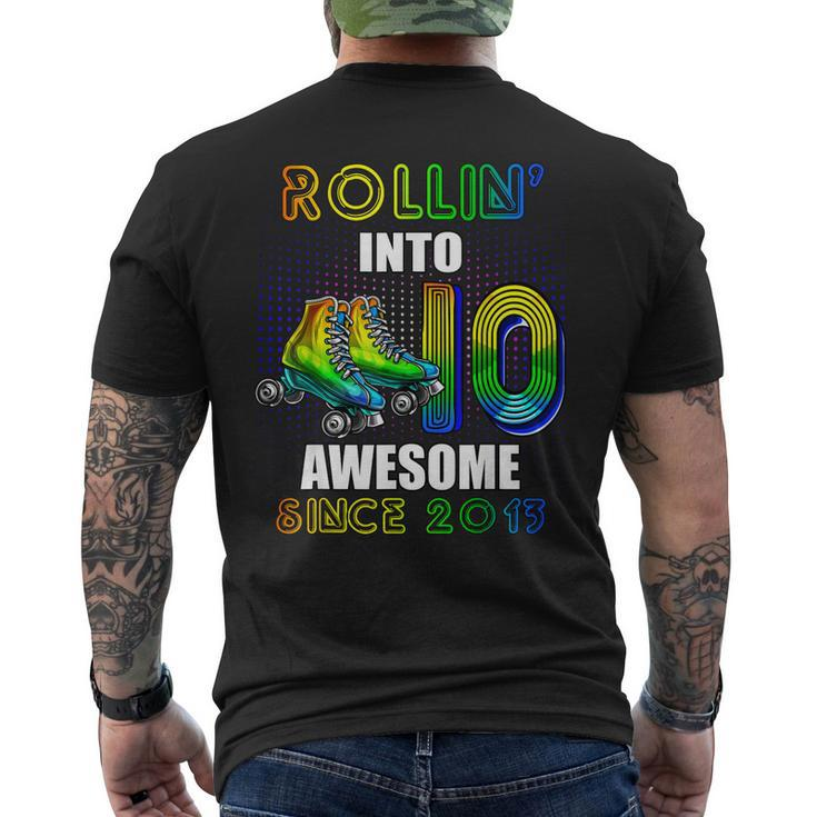 Rollin Into 10 Awesome 2013 Roller Skating 10Th Birthday Men's Back Print T-shirt