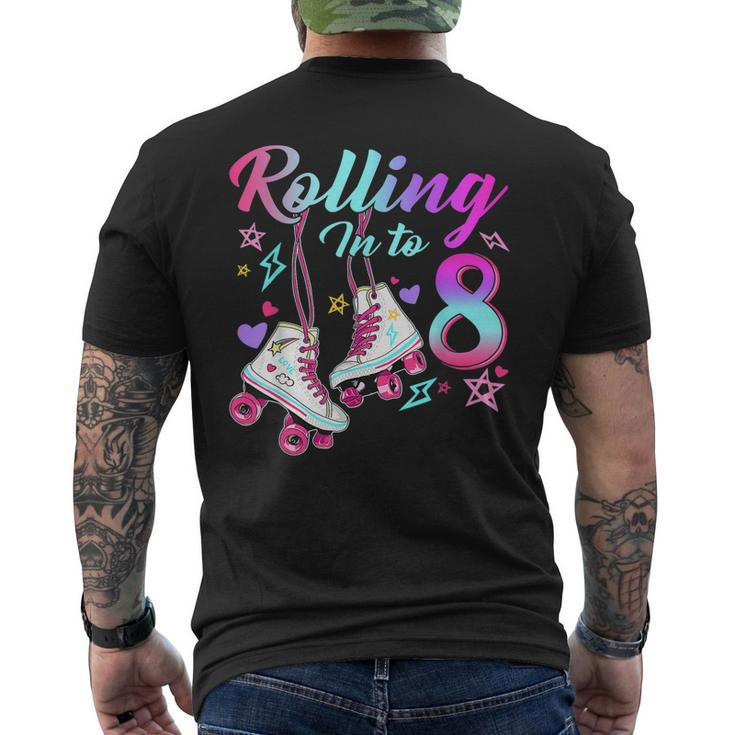 Rolling Into 8Th Birthday Roller Skates 8 Year Old Rolling Men's Back Print T-shirt