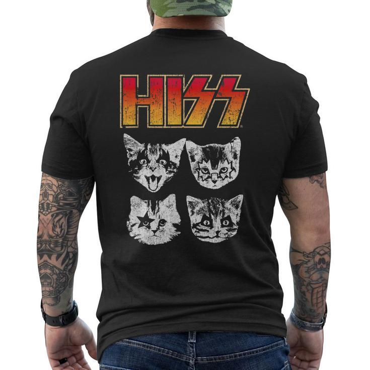 Hiss Cat Cats Kittens Rock Music Cat Lover Hiss Men's T-shirt Back Print