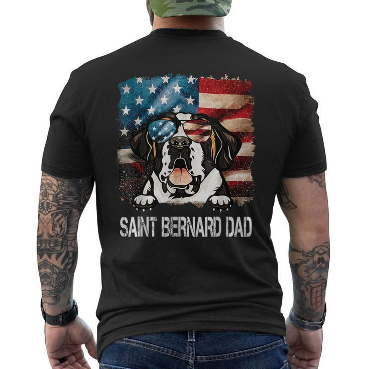 Saint Bernard Dad American Flag 4Th Of July Dog Fathers Day Gift For Mens Mens Back Print T-shirt