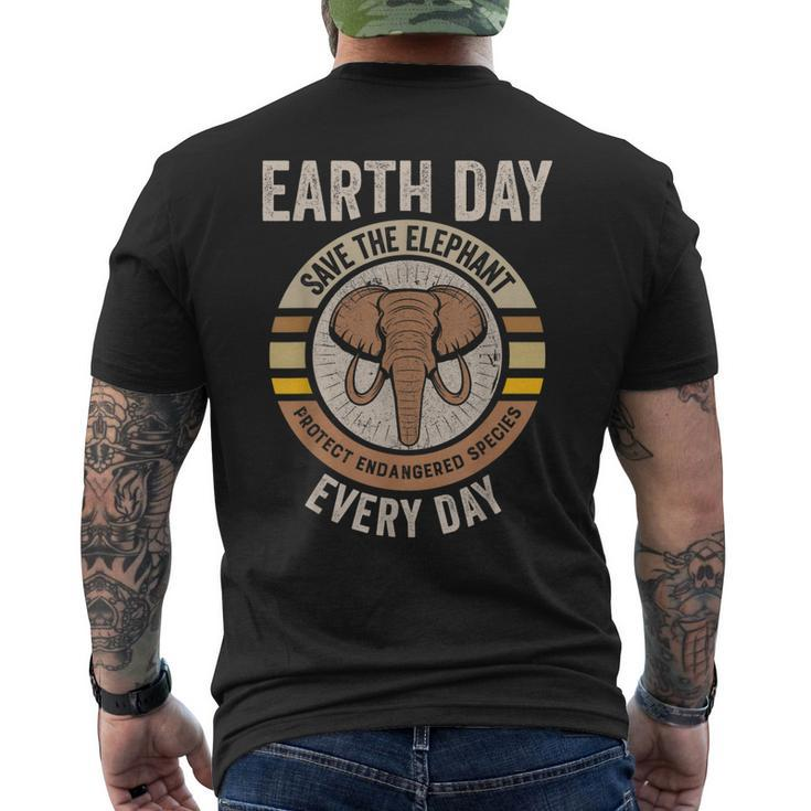 Save The Elephant Earth Day Protect Endangered Animals Men's Back Print T-shirt