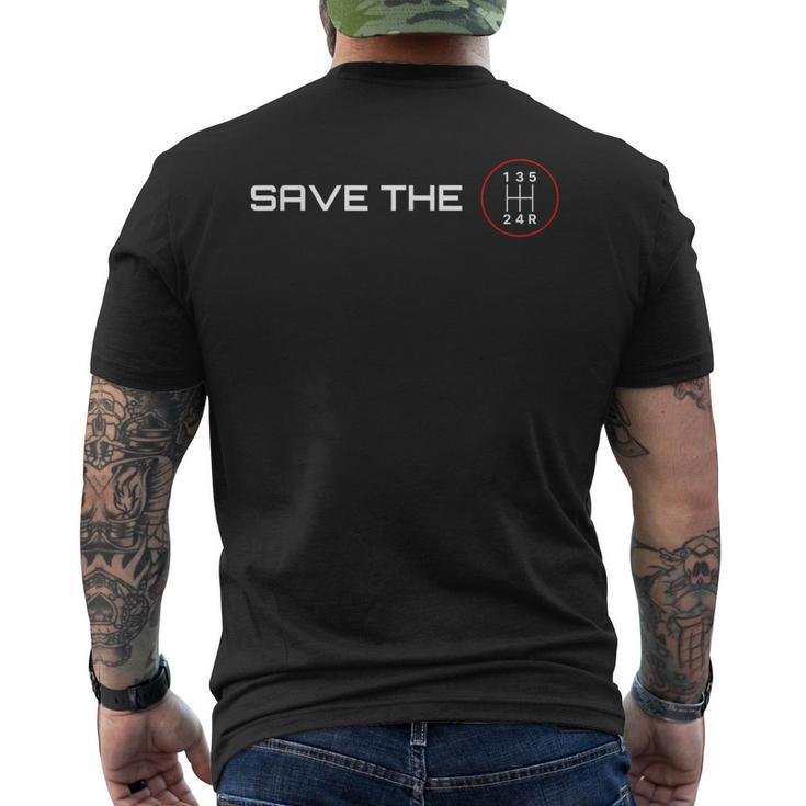 Save The Manual 5R | Speed Car Turbo Rally Mechanic Mens Back Print T-shirt