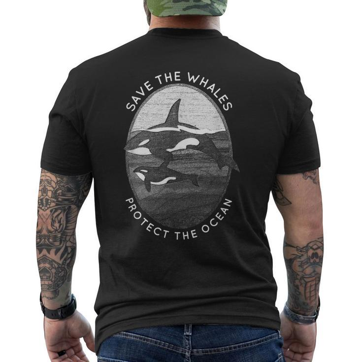 Save The Whales Protect The Ocean Orca Killer Whales Men's Back Print T-shirt