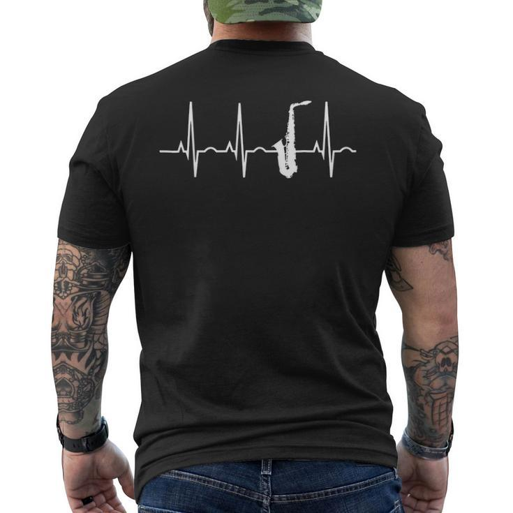 Saxophone Player Saxophone Heartbeat Men's T-shirt Back Print