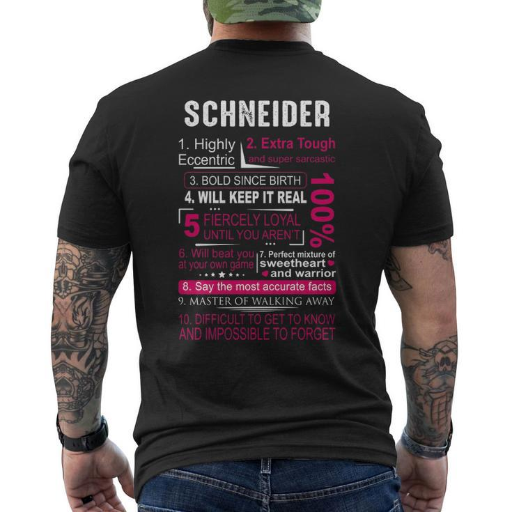 Schneider Name Gift Schneider V2 Mens Back Print T-shirt