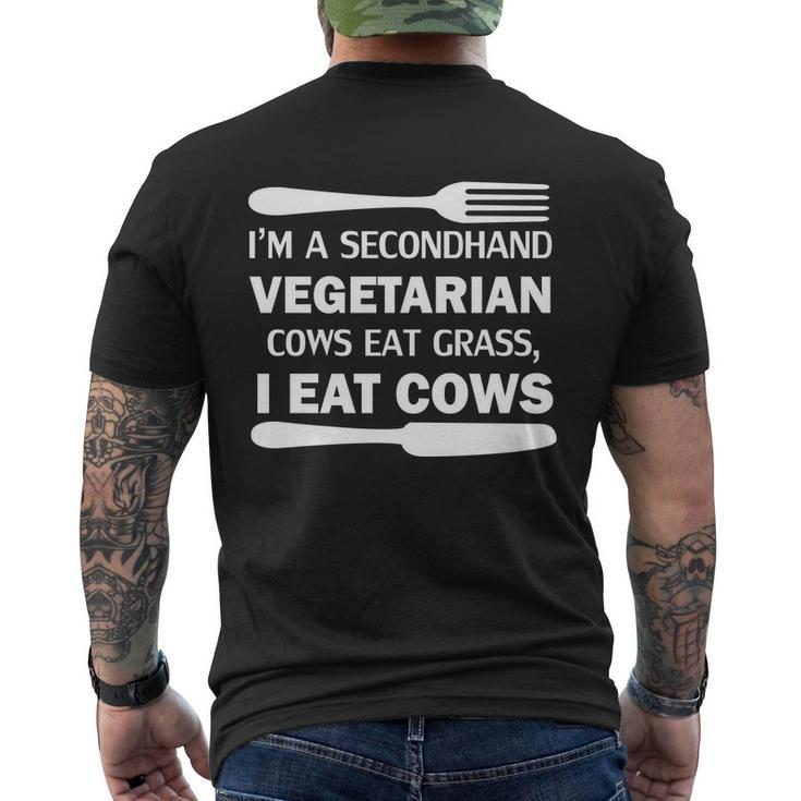 Secondhand Vegetarian Cows Eat Grass V2 Men's T-shirt Back Print