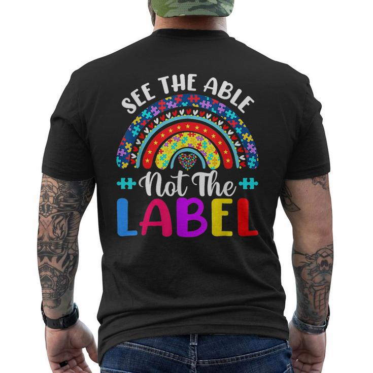 See The Able Not The Label Autism Awareness Puzzle Rainbow Men's Back Print T-shirt