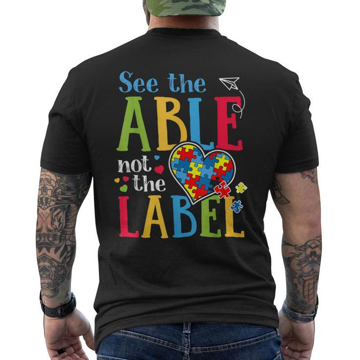 See The Able Not The Label Autism Puzzle Love Heart Men's Back Print T-shirt