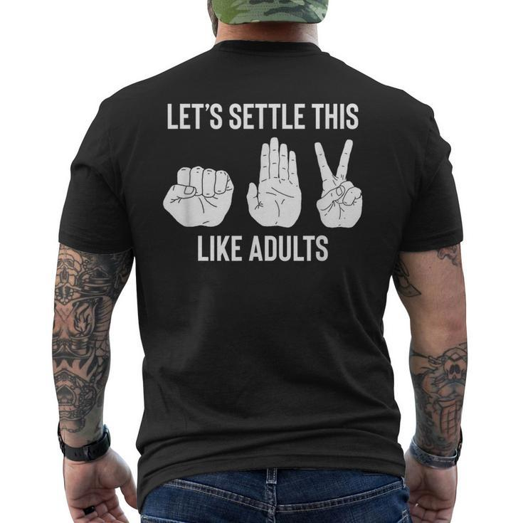Lets Settle This Like Adults Rock Paper Scissor Men's Back Print T-shirt