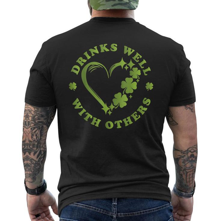 Shamrock Drinks Well With Others St Patricks Day Fun Party Men's Back Print T-shirt
