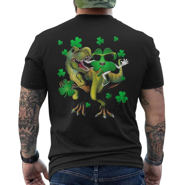 Shamrock Riding T Rex St Patricks Day Men's T-shirt Back Print