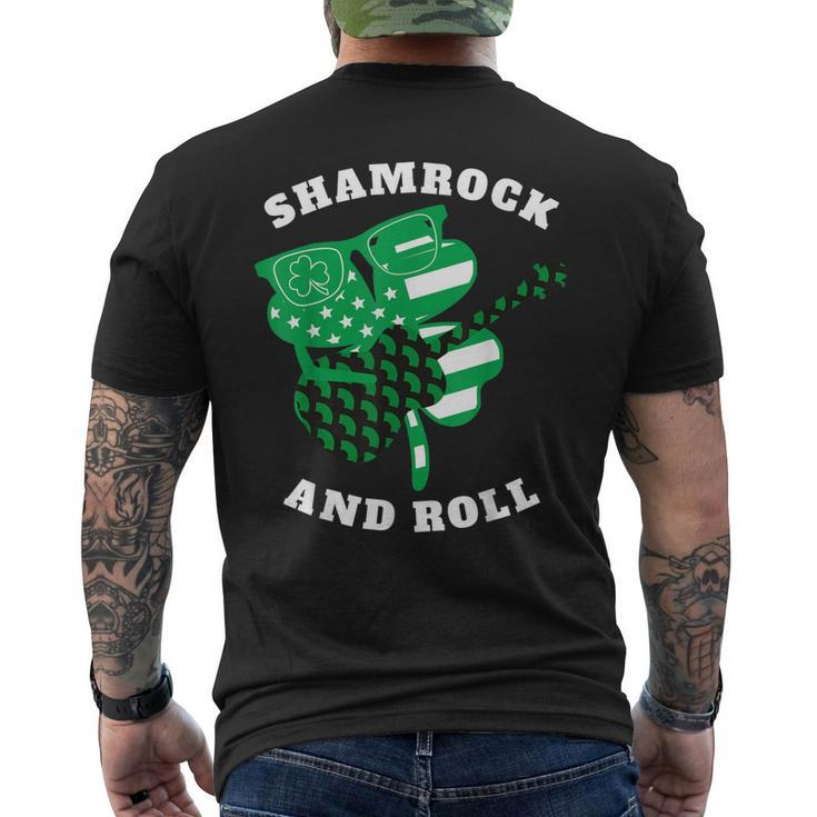 Shamrock And Roll Retro StPaddys Vintage StPatricks Day Men's Back Print T-shirt