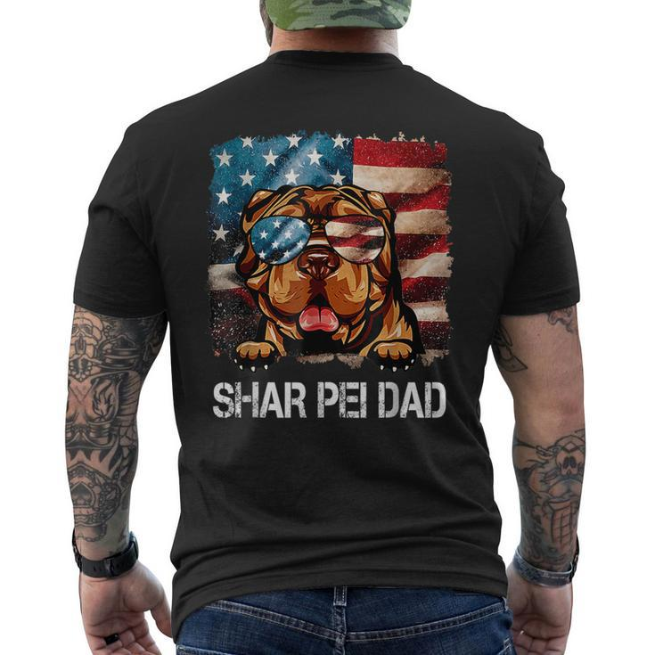 Shar Pei Dad American Flag 4Th Of July Dog Fathers Day Gift For Mens Mens Back Print T-shirt