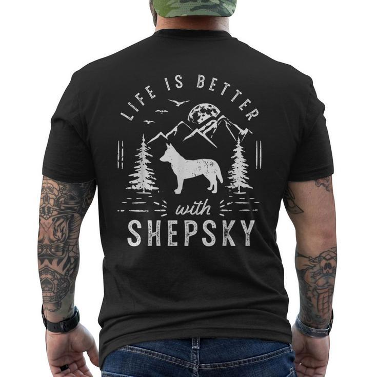 Shepsky Life Better Mom Dad Dog Men's Back Print T-shirt