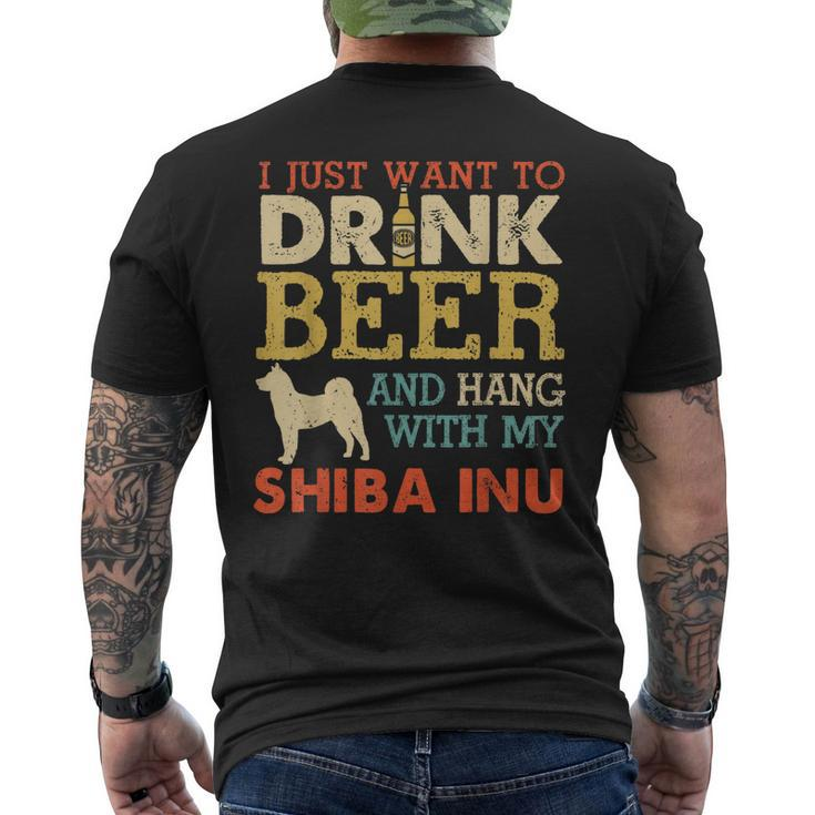 Shiba Inu Dad Drink Beer Hang With Dog Men Vintage Men's T-shirt Back Print