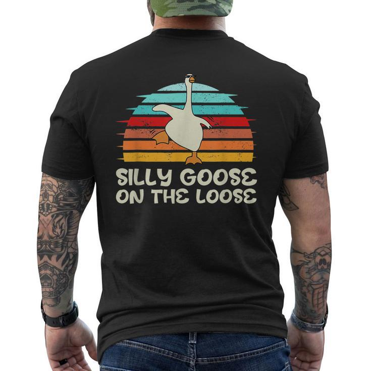 Silly Goose On The Loose Retro Sunset Quote T Men's Back Print T-shirt