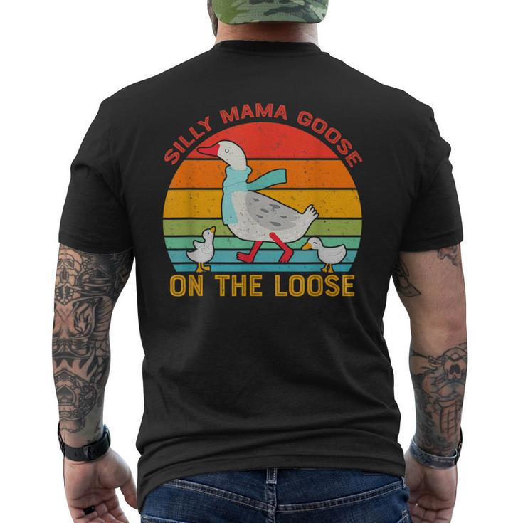 Silly Mama Goose On The Loose Vintage Vibe Goose Men's Back Print T-shirt